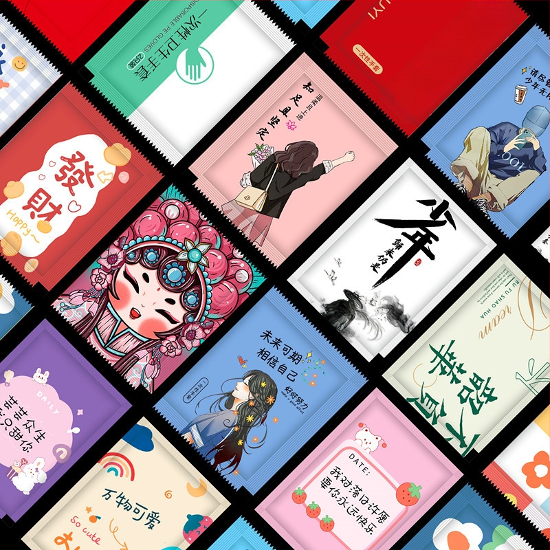 Vienkartinės pirštinės su logotipo spauda, individualiai supakuotos, storos, skirtos maitinimui ir omarų pristatymui, plastikas PE, skaidrios, maisto kokybei