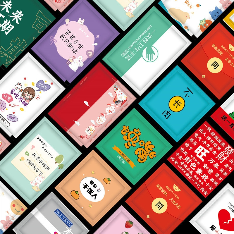 Vienkartinės pirštinės su logotipo spauda, individualiai supakuotos, storos, skirtos maitinimui ir omarų pristatymui, plastikas PE, skaidrios, maisto kokybei