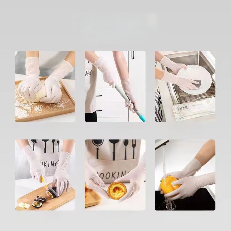 Mājas nitrila cimdi tīrīšanai – izturīgi, vienreizējās, garums 29.5 cm, parastā biezums, trauku mazgāšanai, iepakojums 50 vai 100 pāri