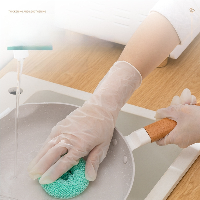 Nitrila vienreizējās cimdi mājsaimniecības uzkopšanai, ūdensnecaurlaidīgi, ultra plānas, garums 29,5 cm