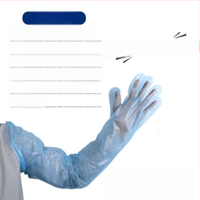 Veterinarinės vienkartinės ilgos pirštinės avims ir galvijams akušerijai — PE medžiaga, storis <0.05 mm