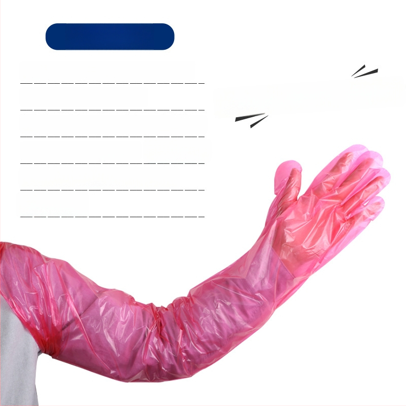 Veterinarinės vienkartinės ilgos pirštinės avims ir galvijams akušerijai — PE medžiaga, storis <0.05 mm