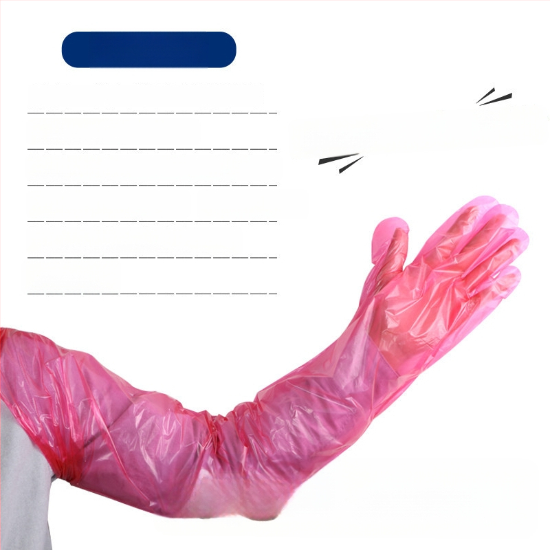 Veterinarinės vienkartinės ilgos pirštinės avims ir galvijams akušerijai — PE medžiaga, storis <0.05 mm