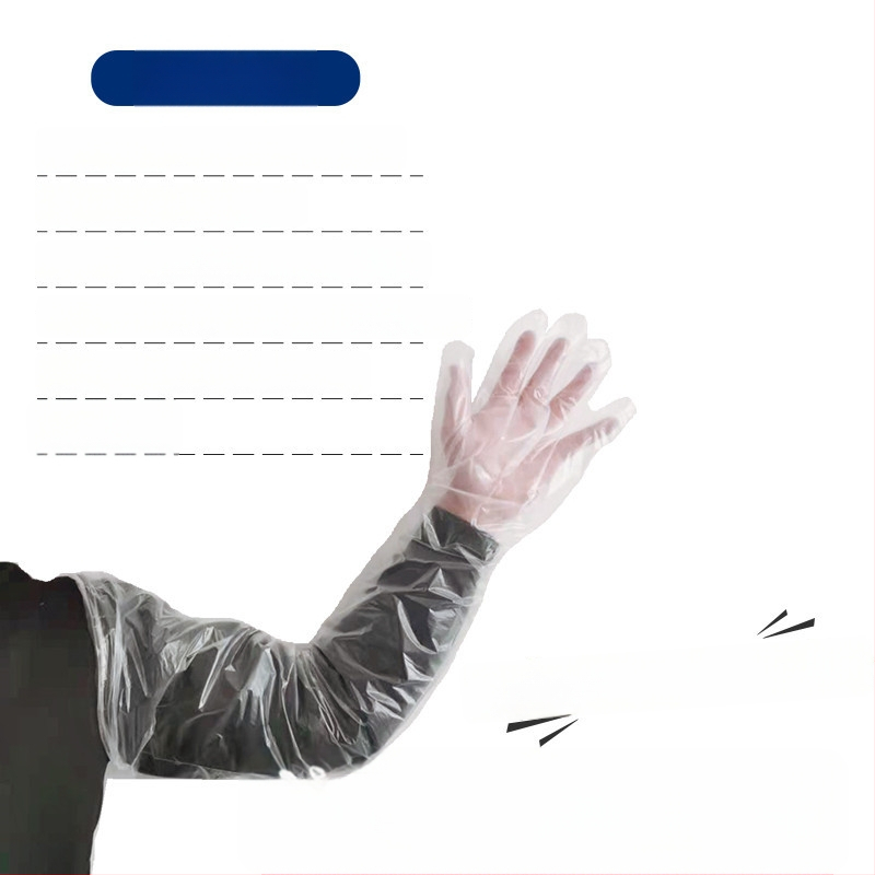 Veterinarinės vienkartinės ilgos pirštinės avims ir galvijams akušerijai — PE medžiaga, storis <0.05 mm