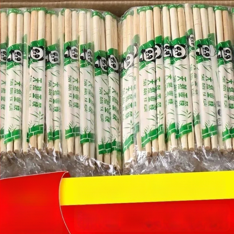 Vienkartinės lazdelės valgymui, atskirai įpakuotos, restoranams ir greitam maistui, 100 ar 200 porų pakavimas, biologiškai skaidžios