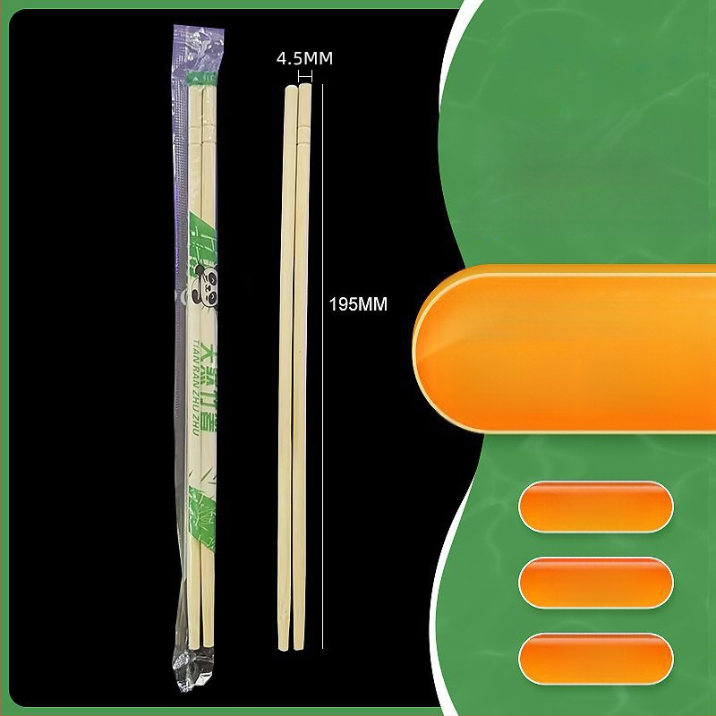 Vienkartinės lazdelės valgymui, atskirai įpakuotos, restoranams ir greitam maistui, 100 ar 200 porų pakavimas, biologiškai skaidžios