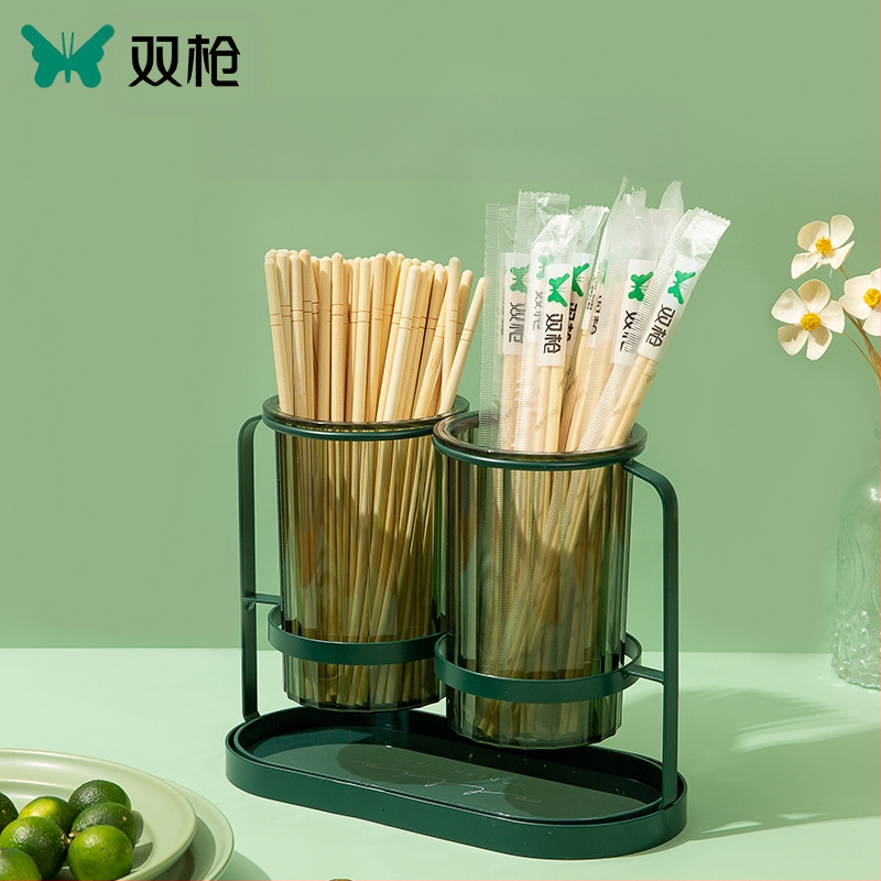 Double Gun vienkartinės bambuko lazdelės, karbonizuotos, apvalios, keturių dalių rinkinys, atskirose pakuotėse