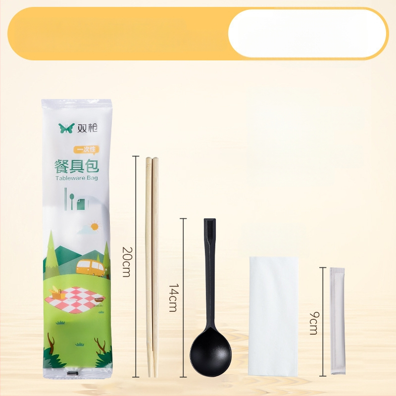 Double Gun vienkartinės bambuko lazdelės, karbonizuotos, apvalios, keturių dalių rinkinys, atskirose pakuotėse