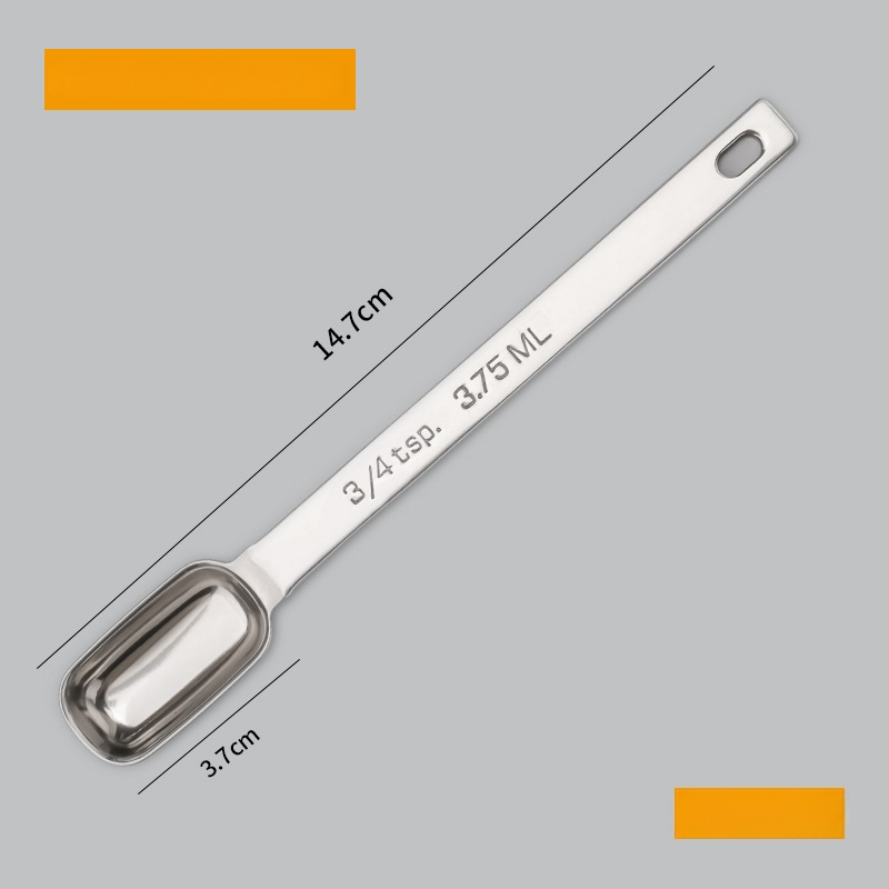 304 nerūdijančio plieno matavimo šaukštų rinkinys su skale; talpos 0.63/1.25/2.5/3.75/5/15 ml; blizgus paviršius