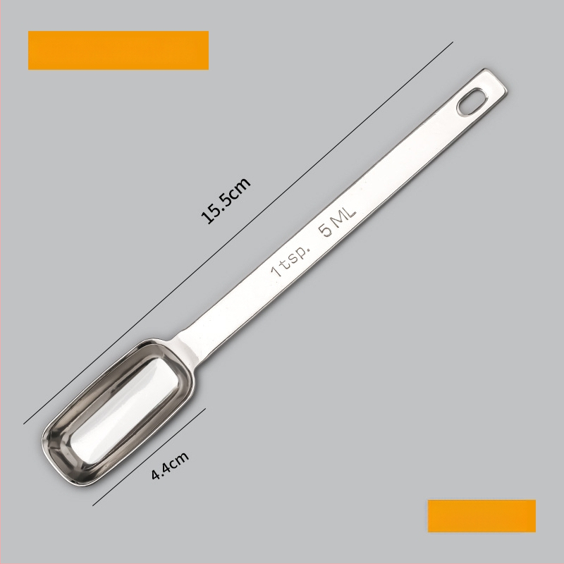 304 nerūdijančio plieno matavimo šaukštų rinkinys su skale; talpos 0.63/1.25/2.5/3.75/5/15 ml; blizgus paviršius