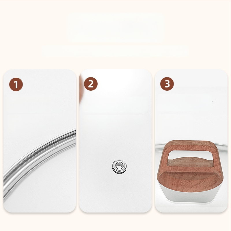 Weixiang universalus stiklinis dangtis puodams ir wokams – storas dangtis, atsparus aukštoms temperatūroms