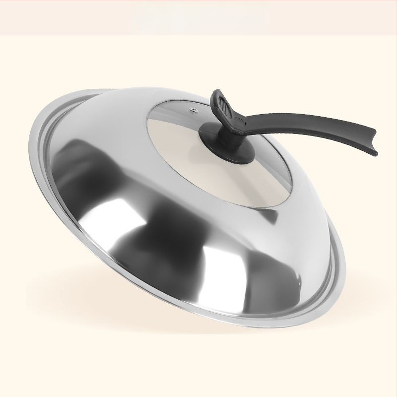 Nerūdijančio plieno puodo dangtis; storesnis stiklo dangtelis; skaidrus derinimo dangtelis (Medžiaga: Nerūdijantis plienas; Modelis: Kombinacinis dangtis; Svoris: 365 g; Stilius: Modernus paprastas)