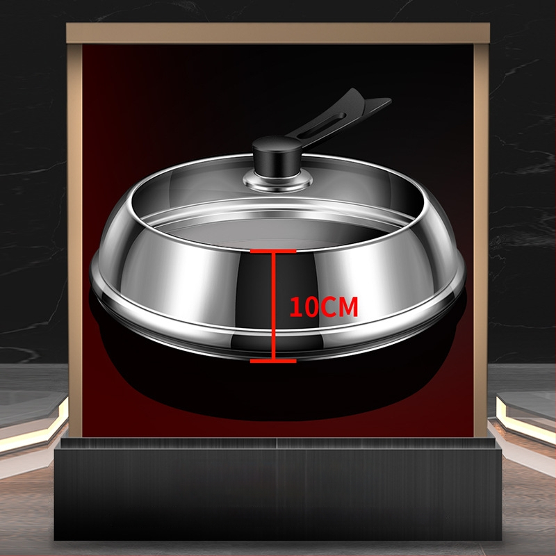 Nerūdijančio plieno puodo dangtis su skaidriu stiklu, iškilusio dizaino, izoliota medinė rankena, 970 g