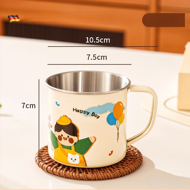 316 nerūdijančio plieno vaiko pieno puodelis su rankena, dangteliu ir matavimo žymėmis