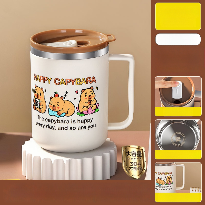 304 nerūdijančio plieno puodelis, atsparus lūžimui, karikatūrų stiliaus dizainas, biurui ir arbatai/kavai