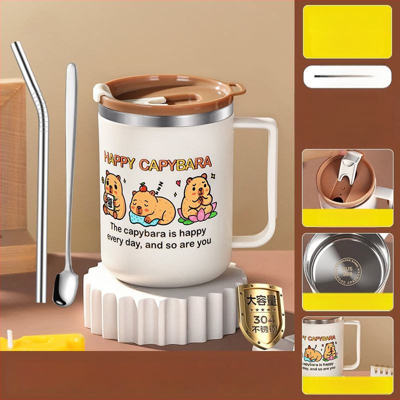 304 nerūdijančio plieno puodelis, atsparus lūžimui, karikatūrų stiliaus dizainas, biurui ir arbatai/kavai