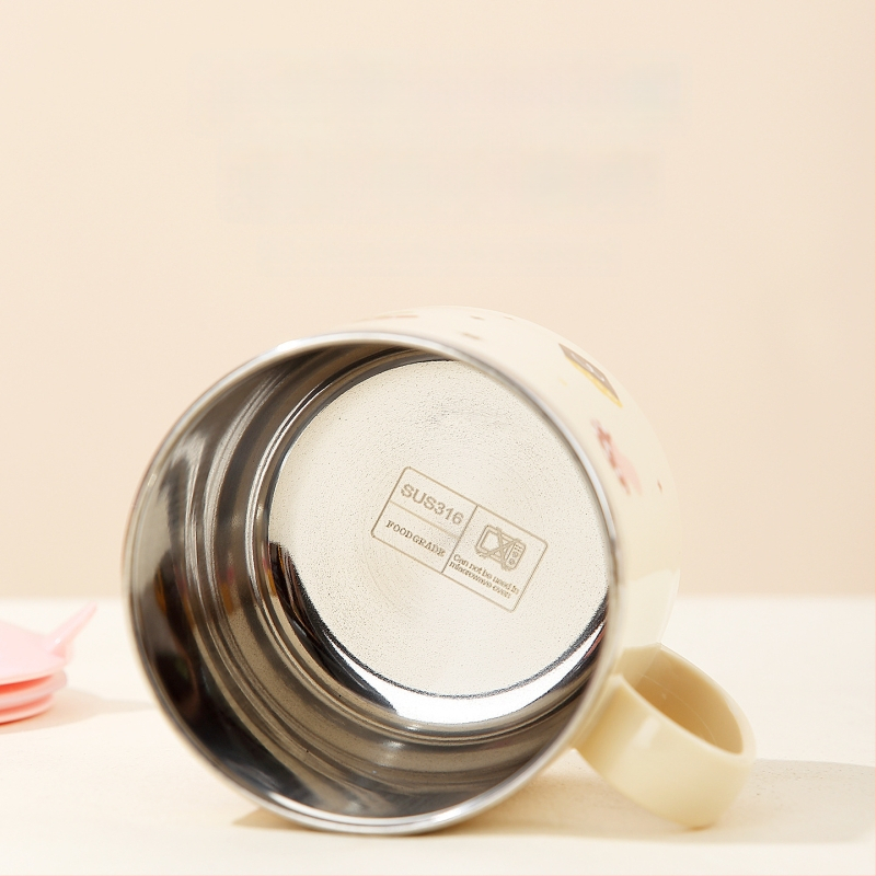 One Wheat 316 nerūdijančio plieno vaikų pieno puodelis – mielas stilius, atspari kritimams