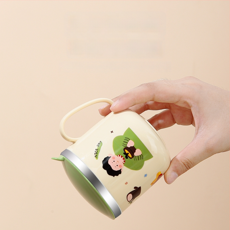 One Wheat 316 nerūdijančio plieno vaikų pieno puodelis – mielas stilius, atspari kritimams