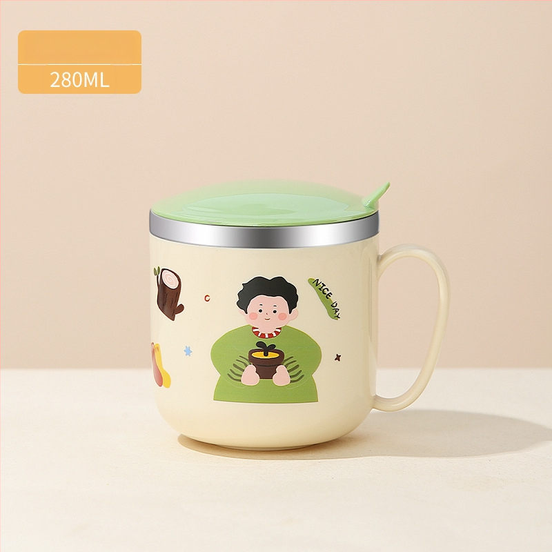 One Wheat 316 nerūdijančio plieno vaikų pieno puodelis – mielas stilius, atspari kritimams