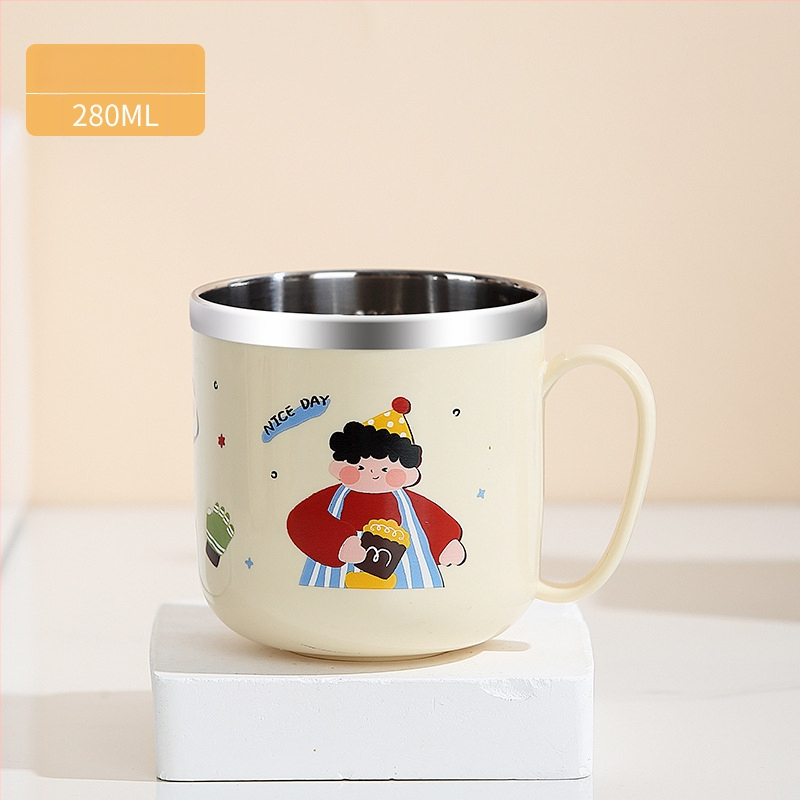 One Wheat 316 nerūdijančio plieno vaikų pieno puodelis – mielas stilius, atspari kritimams