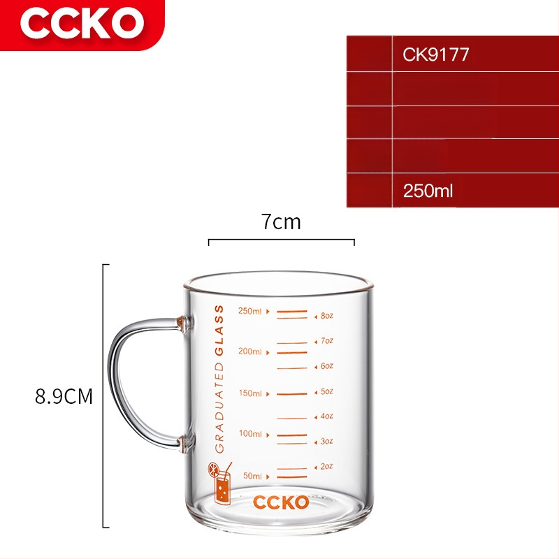 Vaikų pieno puodelis su matavimo skale, aukštos temperatūros atsparus borosilikatinio stiklo, mikrobangų krosnelėje tinkamas, su rankena