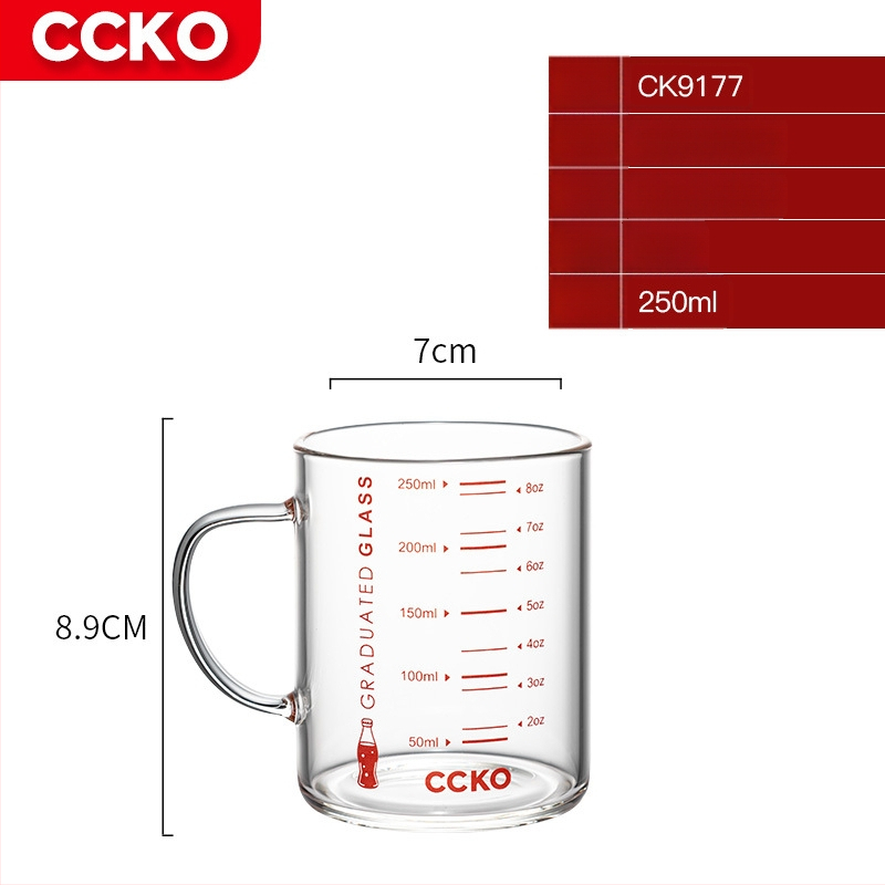 Vaikų pieno puodelis su matavimo skale, aukštos temperatūros atsparus borosilikatinio stiklo, mikrobangų krosnelėje tinkamas, su rankena