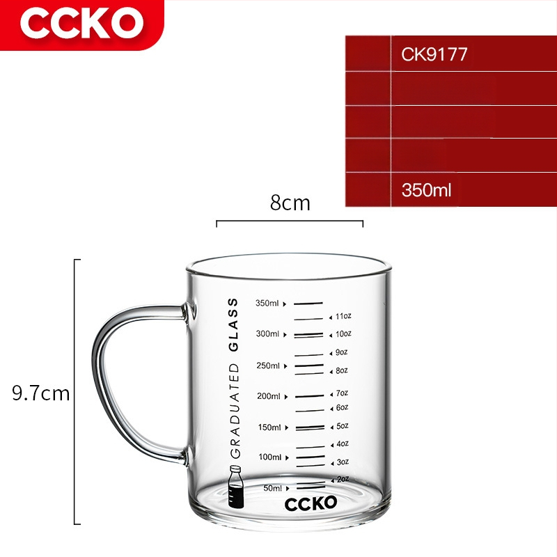Vaikų pieno puodelis su matavimo skale, aukštos temperatūros atsparus borosilikatinio stiklo, mikrobangų krosnelėje tinkamas, su rankena