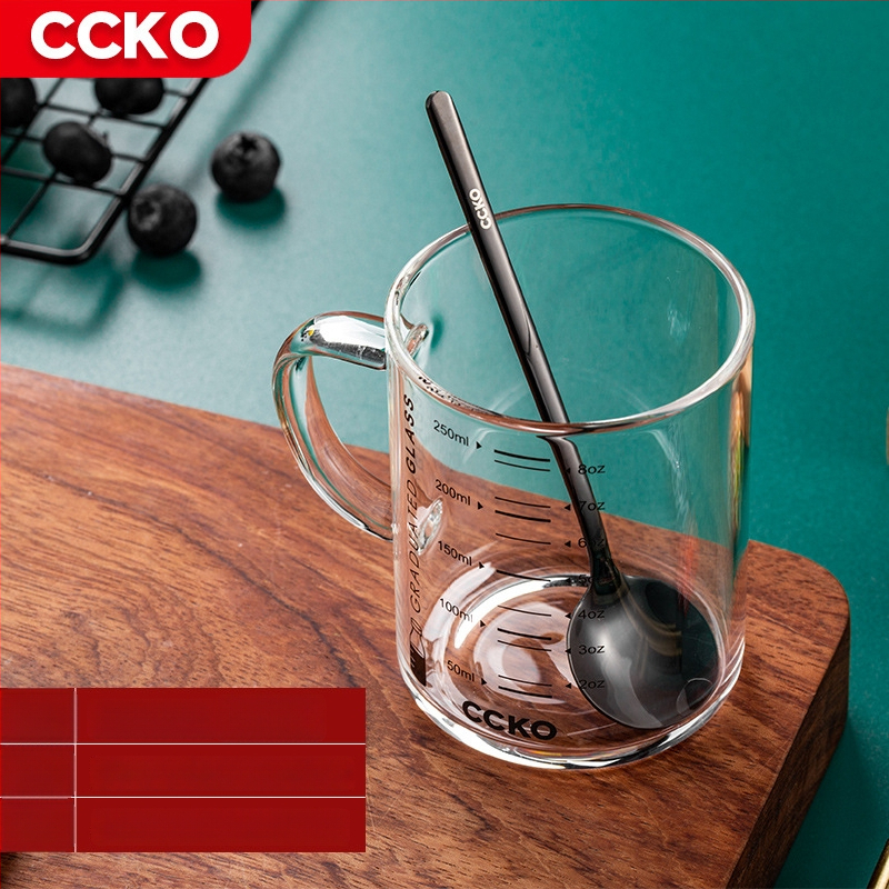 Vaikų pieno puodelis su matavimo skale, aukštos temperatūros atsparus borosilikatinio stiklo, mikrobangų krosnelėje tinkamas, su rankena