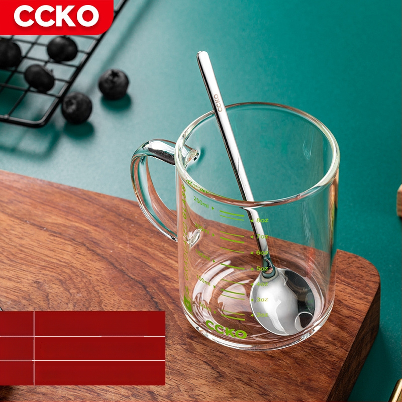 Vaikų pieno puodelis su matavimo skale, aukštos temperatūros atsparus borosilikatinio stiklo, mikrobangų krosnelėje tinkamas, su rankena