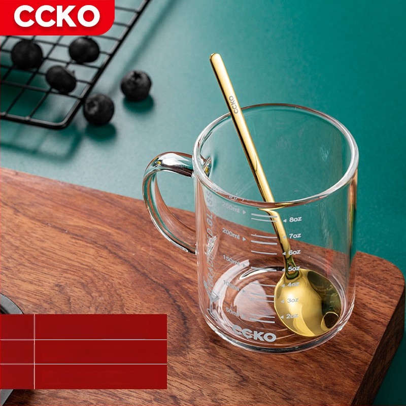 Vaikų pieno puodelis su matavimo skale, aukštos temperatūros atsparus borosilikatinio stiklo, mikrobangų krosnelėje tinkamas, su rankena