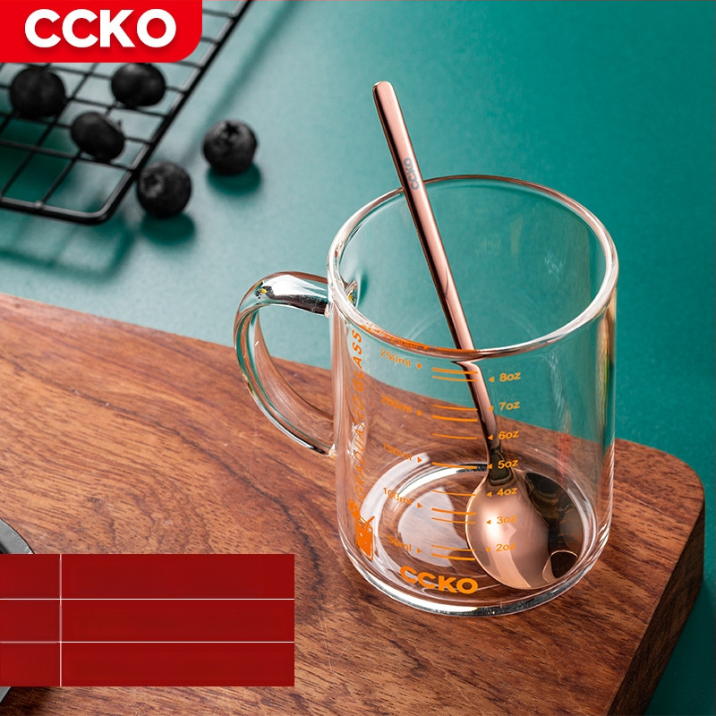 Vaikų pieno puodelis su matavimo skale, aukštos temperatūros atsparus borosilikatinio stiklo, mikrobangų krosnelėje tinkamas, su rankena