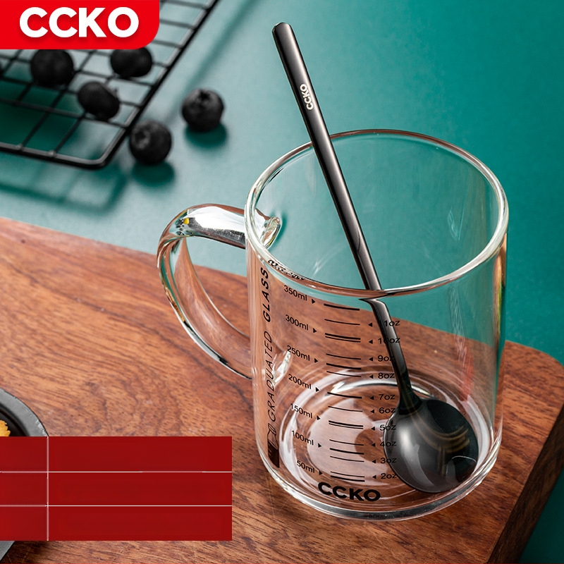 Vaikų pieno puodelis su matavimo skale, aukštos temperatūros atsparus borosilikatinio stiklo, mikrobangų krosnelėje tinkamas, su rankena