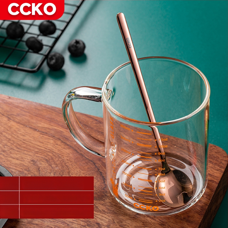 Vaikų pieno puodelis su matavimo skale, aukštos temperatūros atsparus borosilikatinio stiklo, mikrobangų krosnelėje tinkamas, su rankena