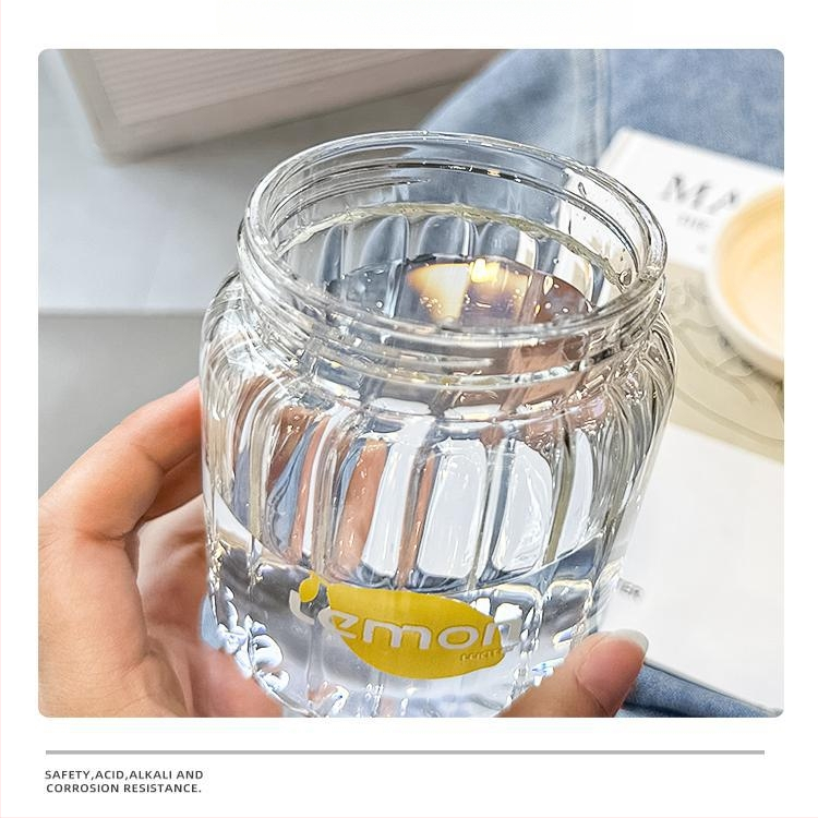 Japonų stiliaus borosilikatinio stiklo pusryčių puodelis su dangteliu, atsparus aukštai temperatūrai, nešiojamas