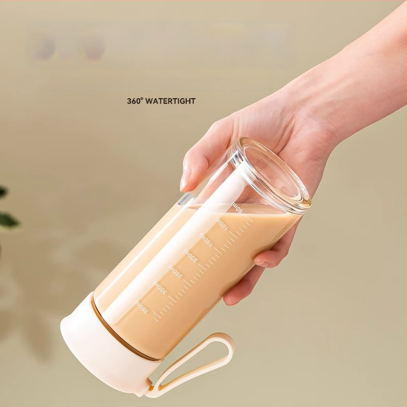 Stiklo pieno puodelis su rankena ir matavimo skalė, mikrobangų krosnelė saugi, nešiojama