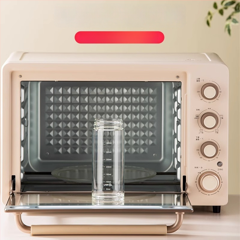 Stiklo pieno puodelis su rankena ir matavimo skalė, mikrobangų krosnelė saugi, nešiojama