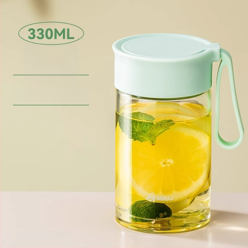 Stiklo pieno puodelis su rankena ir matavimo skalė, mikrobangų krosnelė saugi, nešiojama