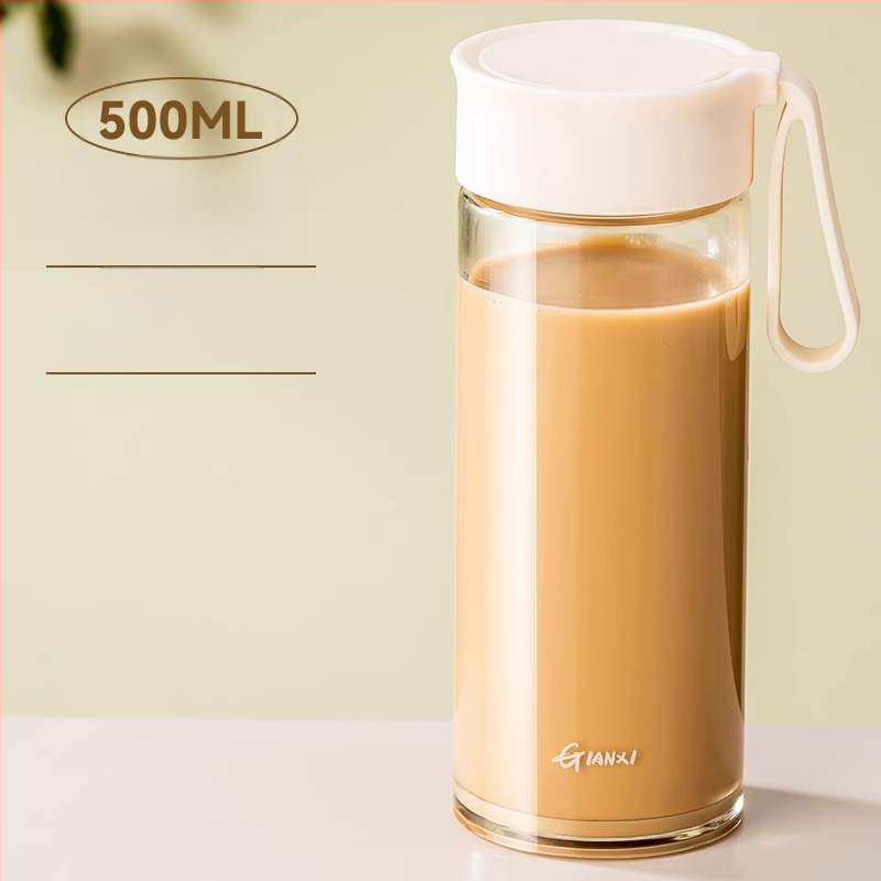 Stiklo pieno puodelis su rankena ir matavimo skalė, mikrobangų krosnelė saugi, nešiojama