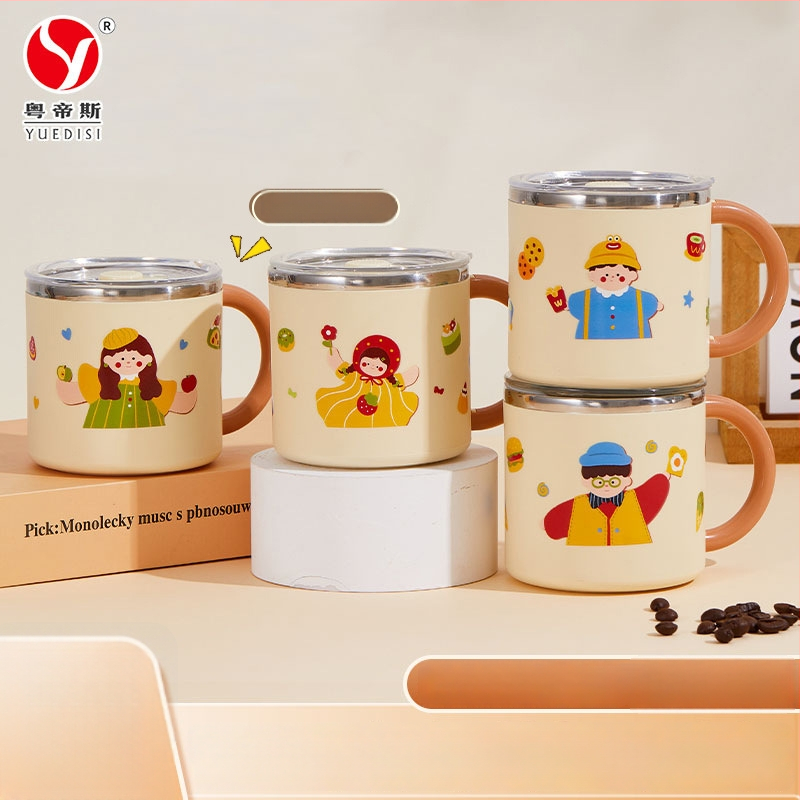 304 nerūdijančio plieno puodelis, dviejų sluoksnių izoliacija, dangtelis, nešiojamas