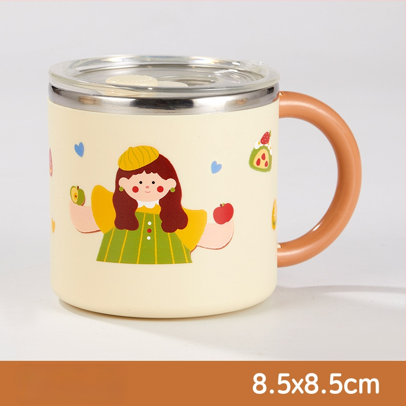 304 nerūdijančio plieno puodelis, dviejų sluoksnių izoliacija, dangtelis, nešiojamas