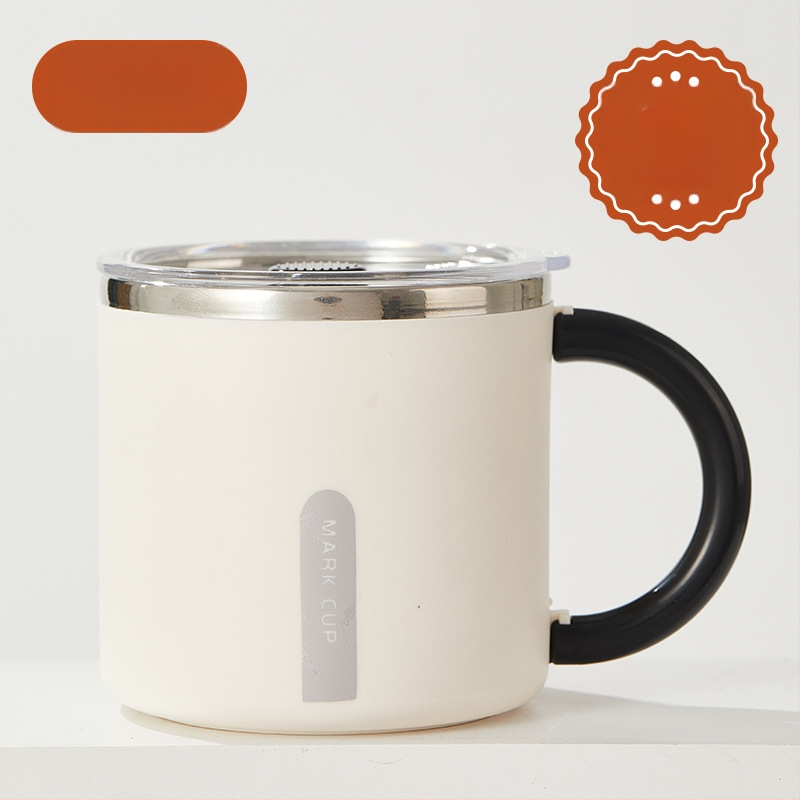 304 nerūdijančio plieno puodelis, dviejų sluoksnių izoliacija, dangtelis, nešiojamas