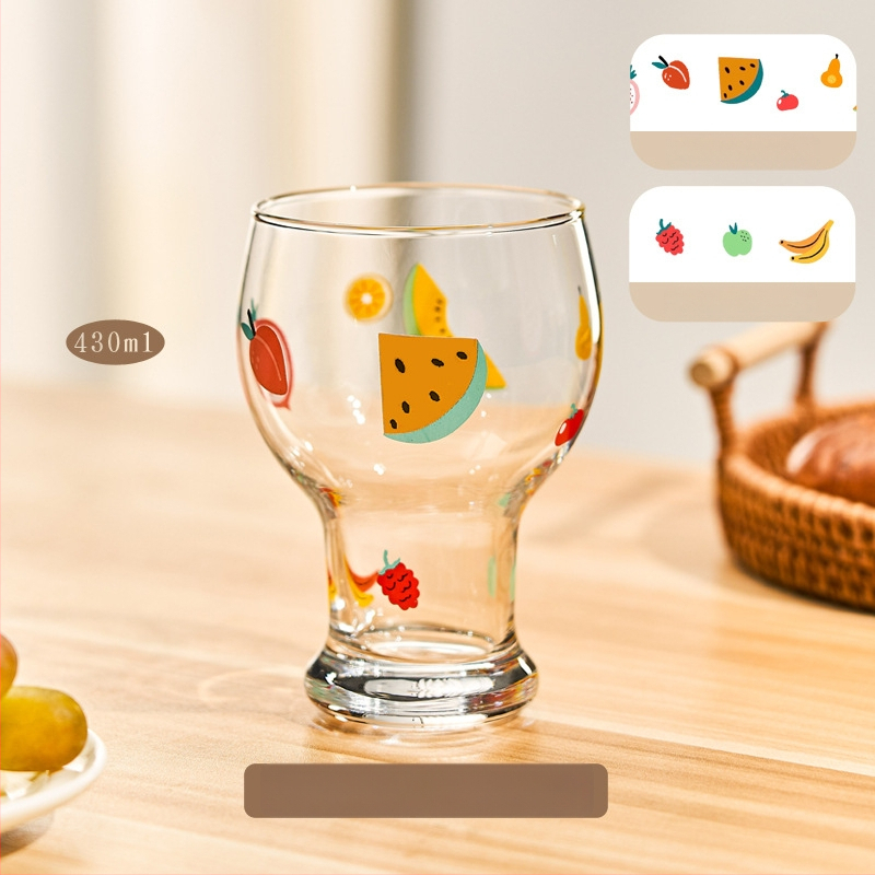 Stiklinė puodelis, aukštos borosilikato stiklo, apvali forma, karikatūros raštas, mielas stilius, logotipo spausdinimas