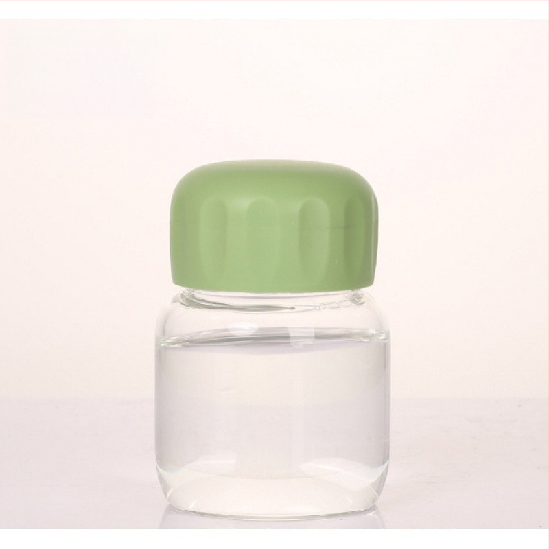 Stiklinė vandens taurelė su gaubteliu, šiuolaikinio minimalistinio dizaino, logotipo spauda, vientisa stiklo konstrukcija, atspari aukštoms temperatūroms