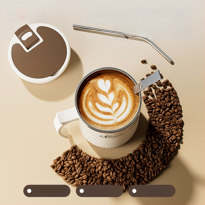 Arbatinis puodelis su infuzoriumi, iš 304 nerūdijančio plieno, nešiojamas, su dangteliu ir šaukšteliu