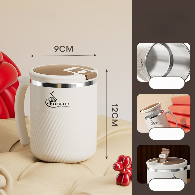 Arbatinis puodelis su infuzoriumi, iš 304 nerūdijančio plieno, nešiojamas, su dangteliu ir šaukšteliu