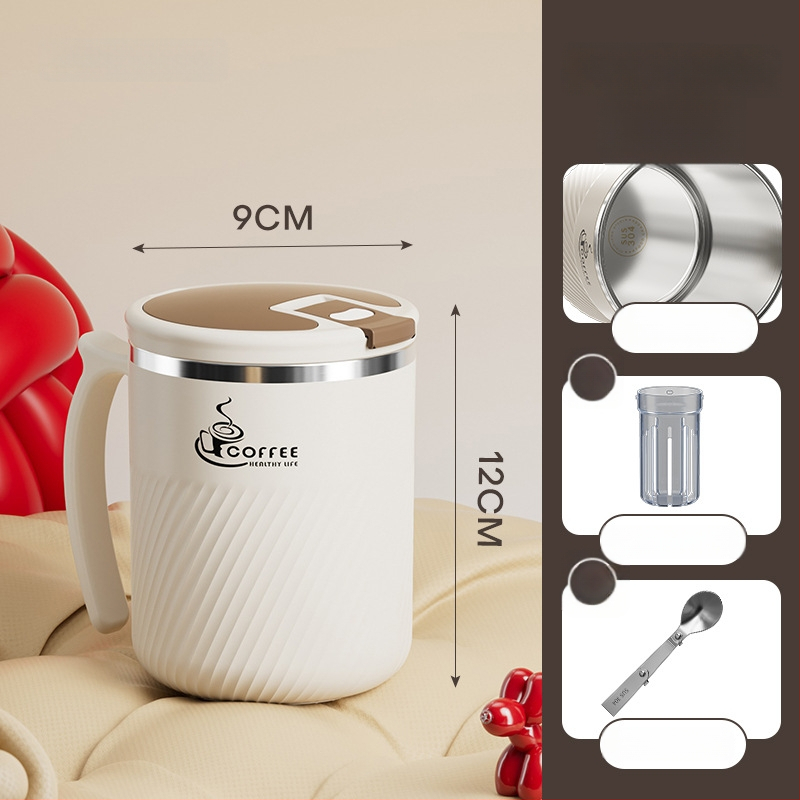 Arbatinis puodelis su infuzoriumi, iš 304 nerūdijančio plieno, nešiojamas, su dangteliu ir šaukšteliu