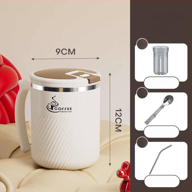 Arbatinis puodelis su infuzoriumi, iš 304 nerūdijančio plieno, nešiojamas, su dangteliu ir šaukšteliu