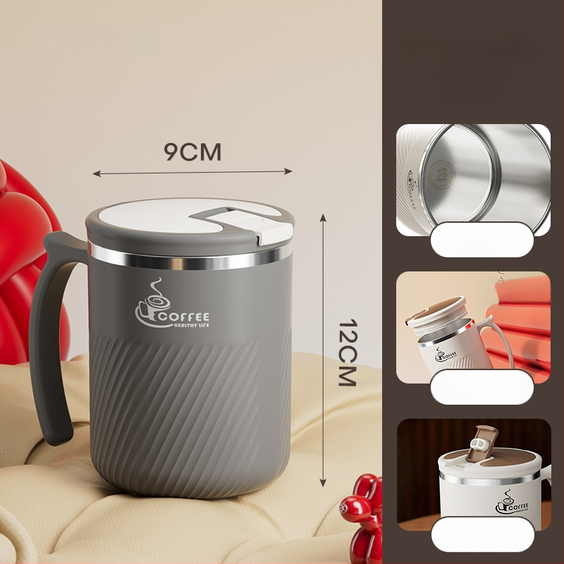 Arbatinis puodelis su infuzoriumi, iš 304 nerūdijančio plieno, nešiojamas, su dangteliu ir šaukšteliu