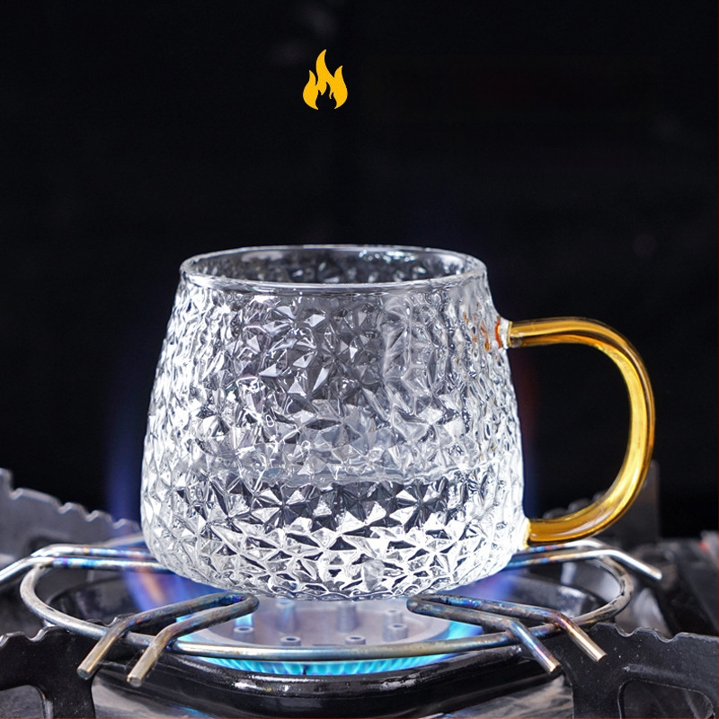 Vandens taurė su rankena, japoniško stiliaus, borosilikatinis stiklas, vieno sluoksnio, atspari aukštoms temperatūroms