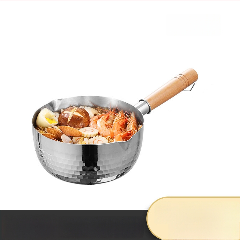 Pieninė keptuvė iš 304 nerūdijančio plieno, japoniško stiliaus, be dangos, su garinimo įdėklu ir stiklo dangčiu, vieno dugno, modelis 5485754